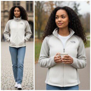 The North Face Khumbu Fleece Jacket Two-Tone Gray and White Womens Size SM